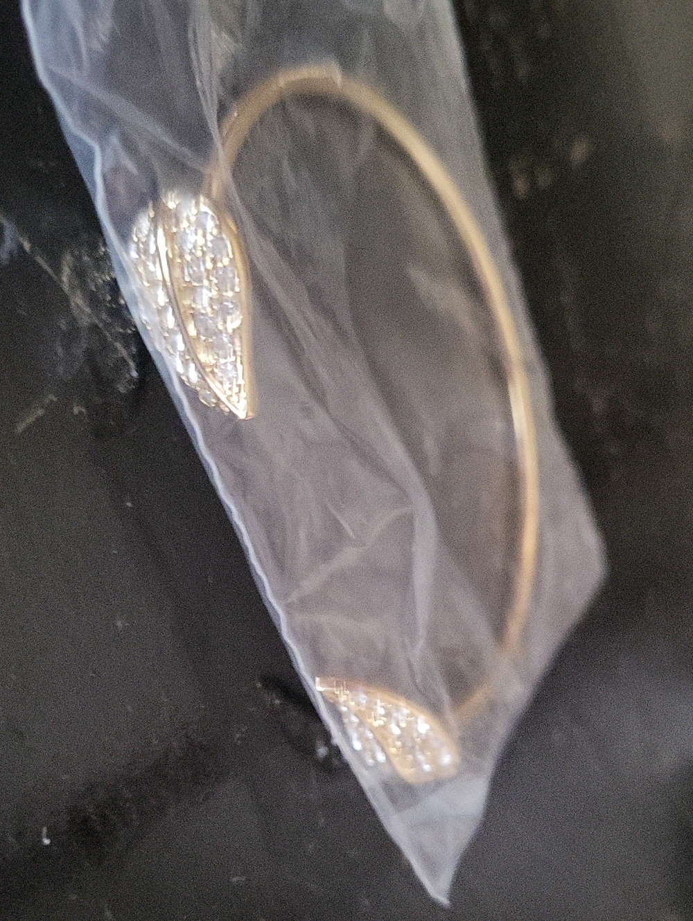 Vintage Avon NRO Pave Leaf Open Cuff Bracelet Gold Tone Clear Crystals NIP